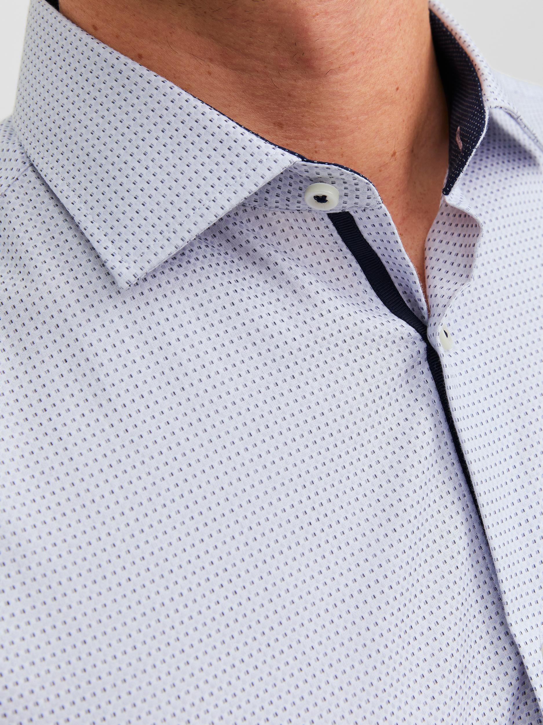Men's Parker Detail Shirt Long Sleeve-White-Collar View