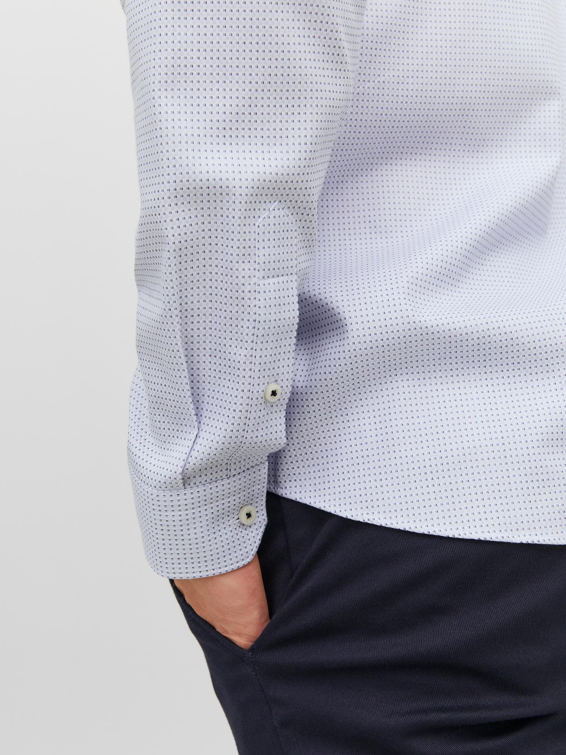 Men's Parker Detail Shirt Long Sleeve-White-Sleeve View