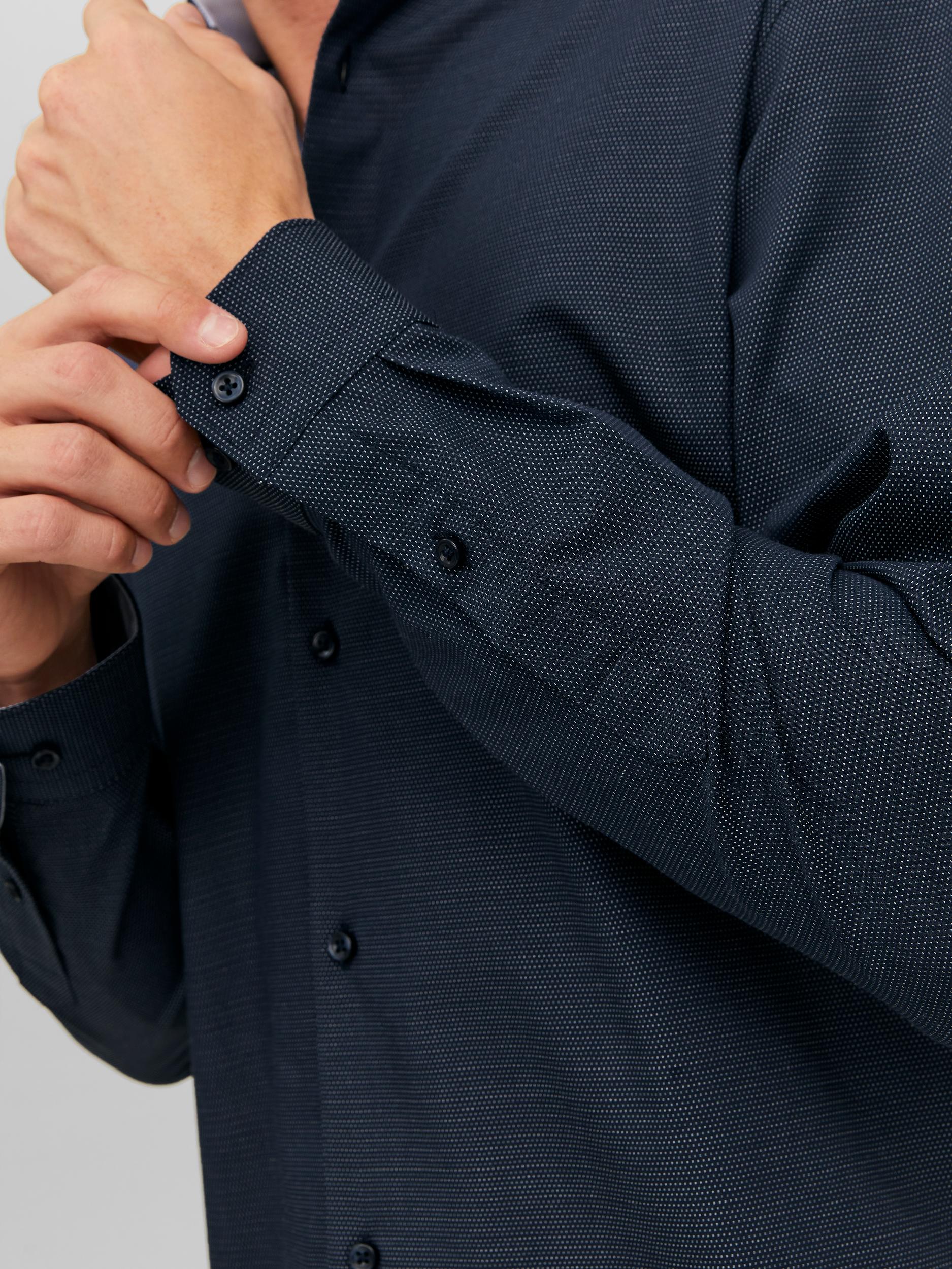 Men's Parker Detail Shirt Long Sleeve - Perfect Navy-Cuff View