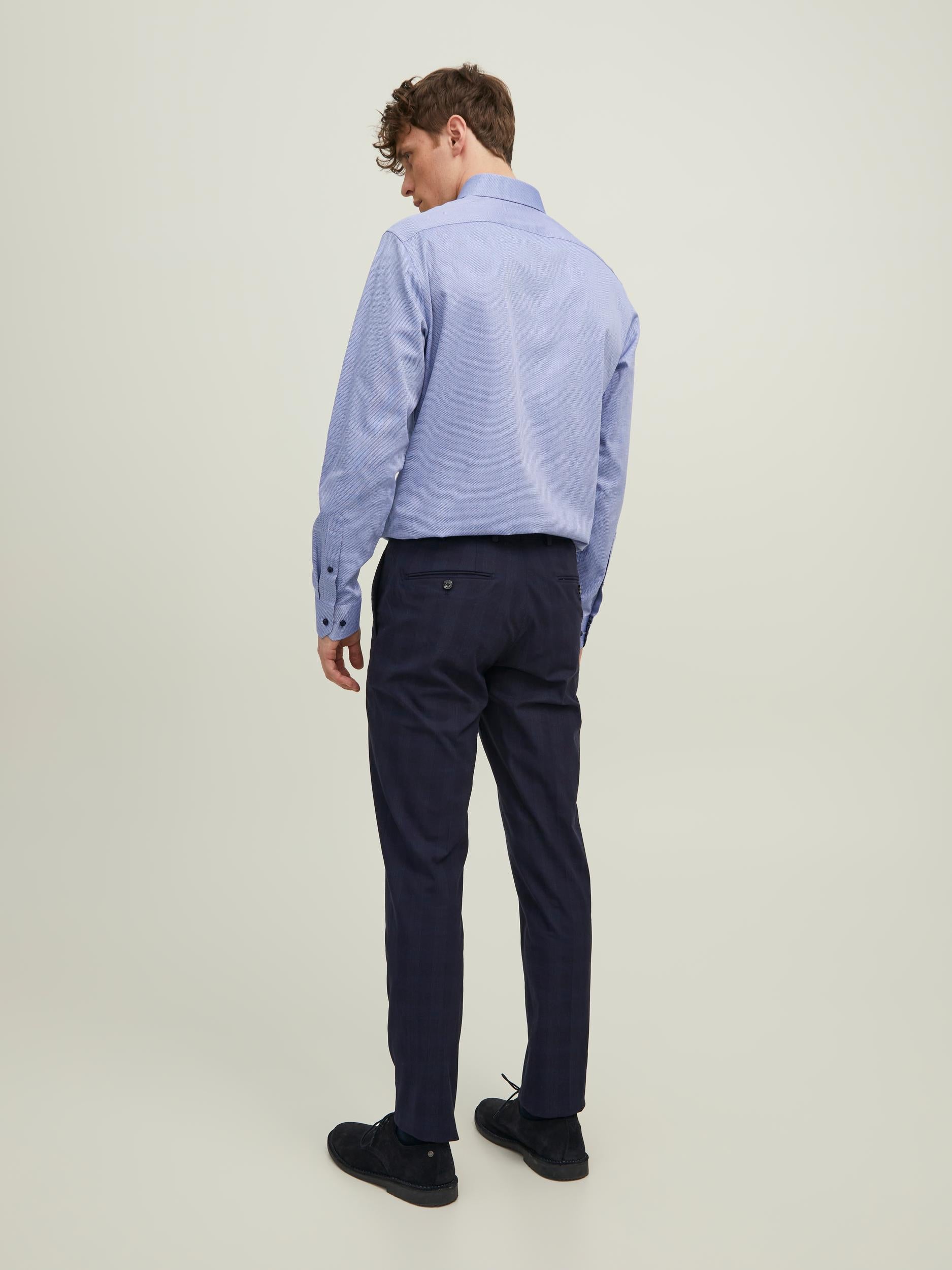 Men's Parker Detail Shirt Long Sleeve-Cashmere Blue-Back View