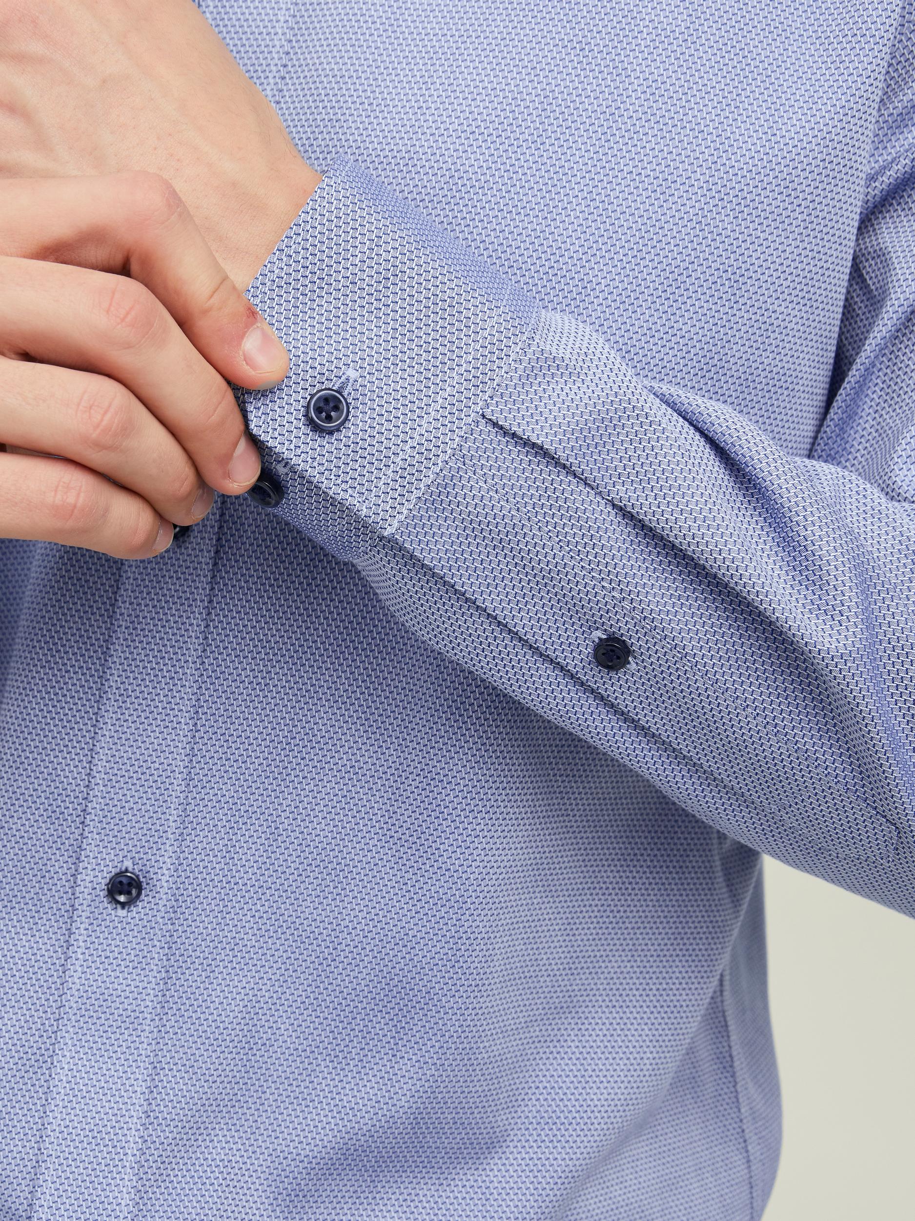 Men's Parker Detail Shirt Long Sleeve-Cashmere Blue-Cuff View
