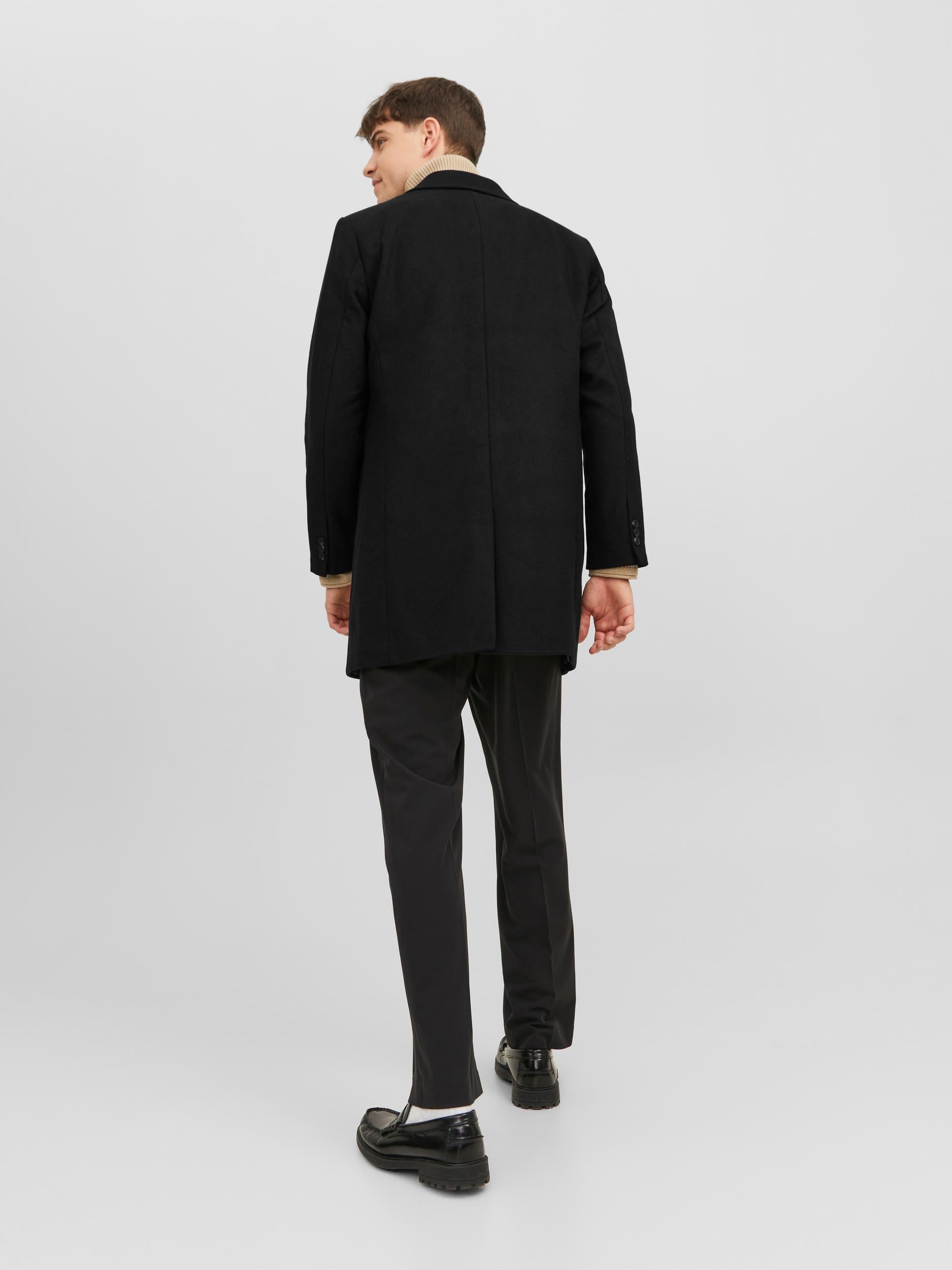 Morrison Black Wool Coat-Back view