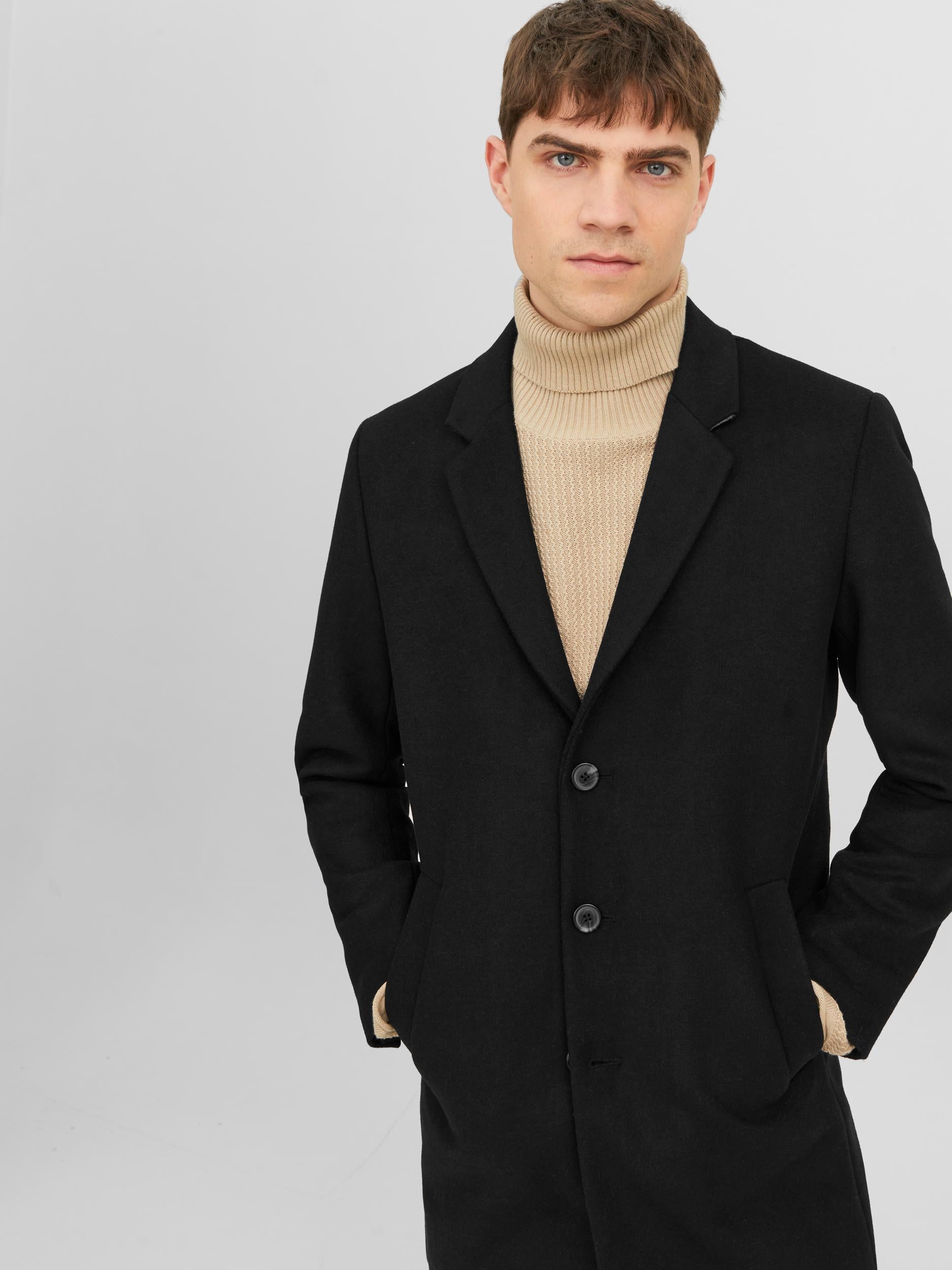 Morrison Black Wool Coat-Close up