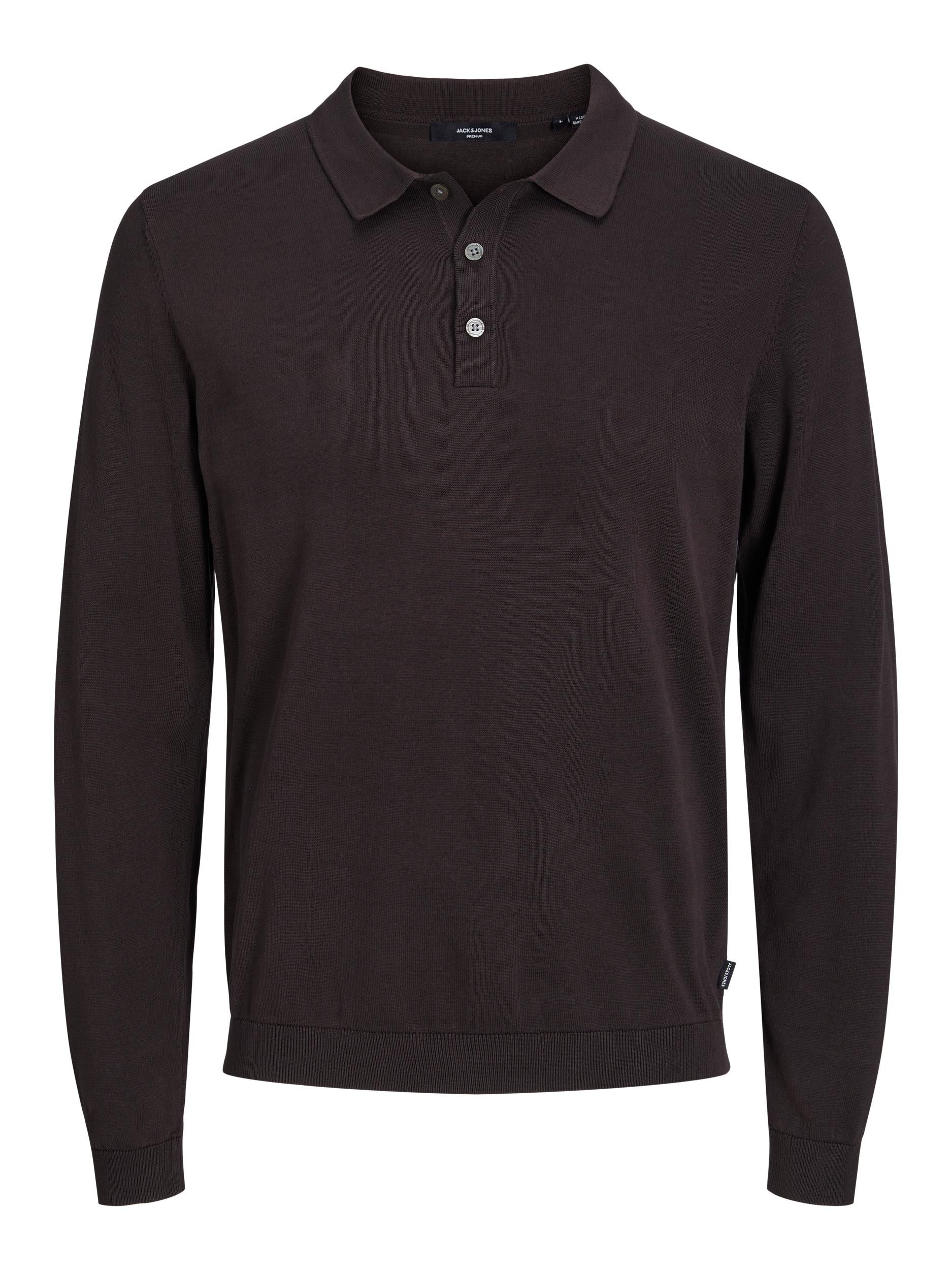 Men's Igor Knit Polo-Chocolate Torte-Ghost Front View