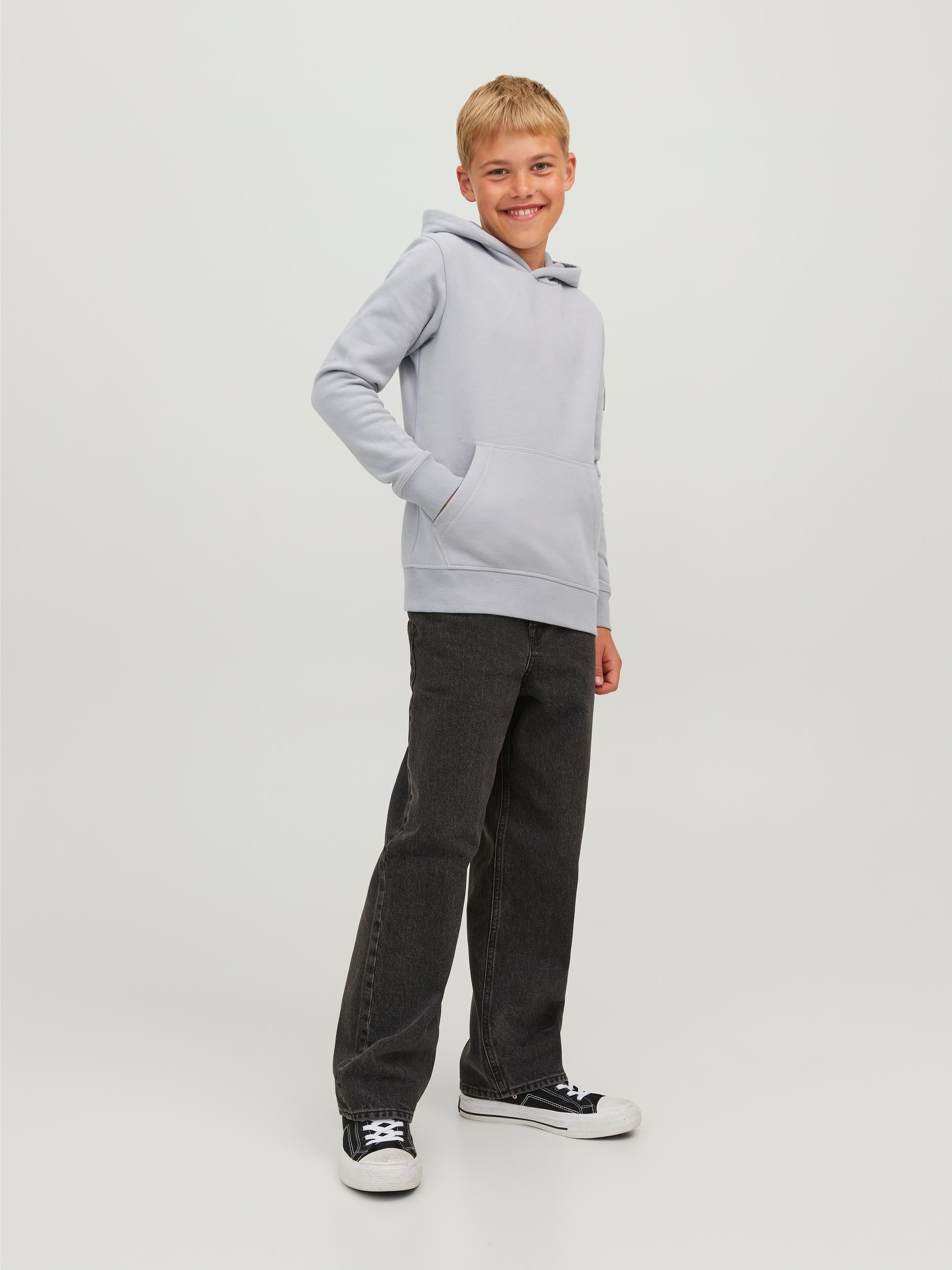 Boy's Classic Twill Sweat Hood Junior-High Rise-Model Full Front View