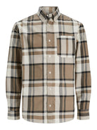 JACK JONES PREMIUM Brook Cord X-mas Shirt Long Sleeve-Pelican Pelican flat front view