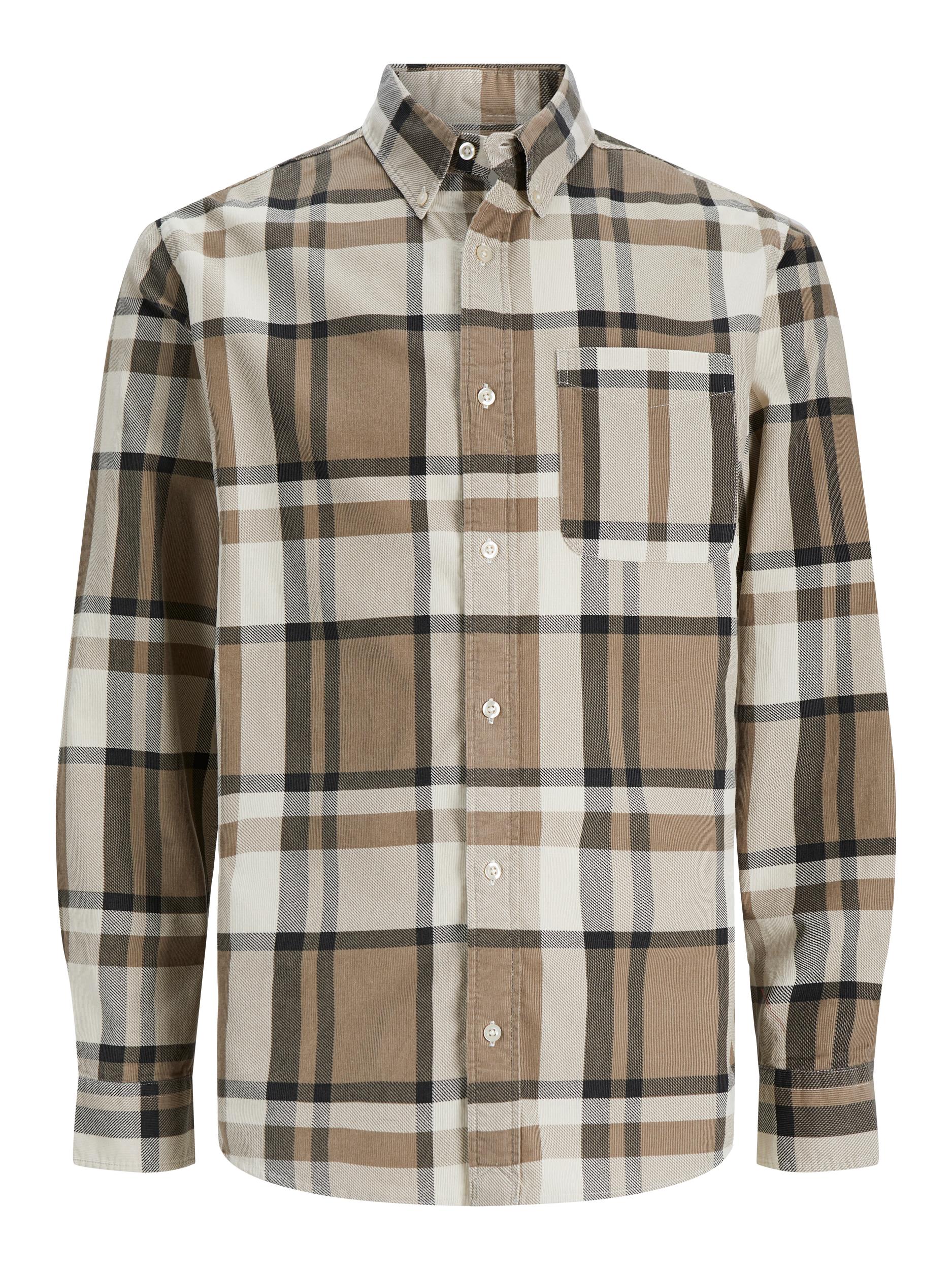 JACK JONES PREMIUM Brook Cord X-mas Shirt Long Sleeve-Pelican Pelican flat front view