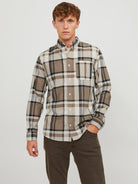 JACK JONES PREMIUM Brook Cord X-mas Shirt Long Sleeve-Pelican Pelican front view