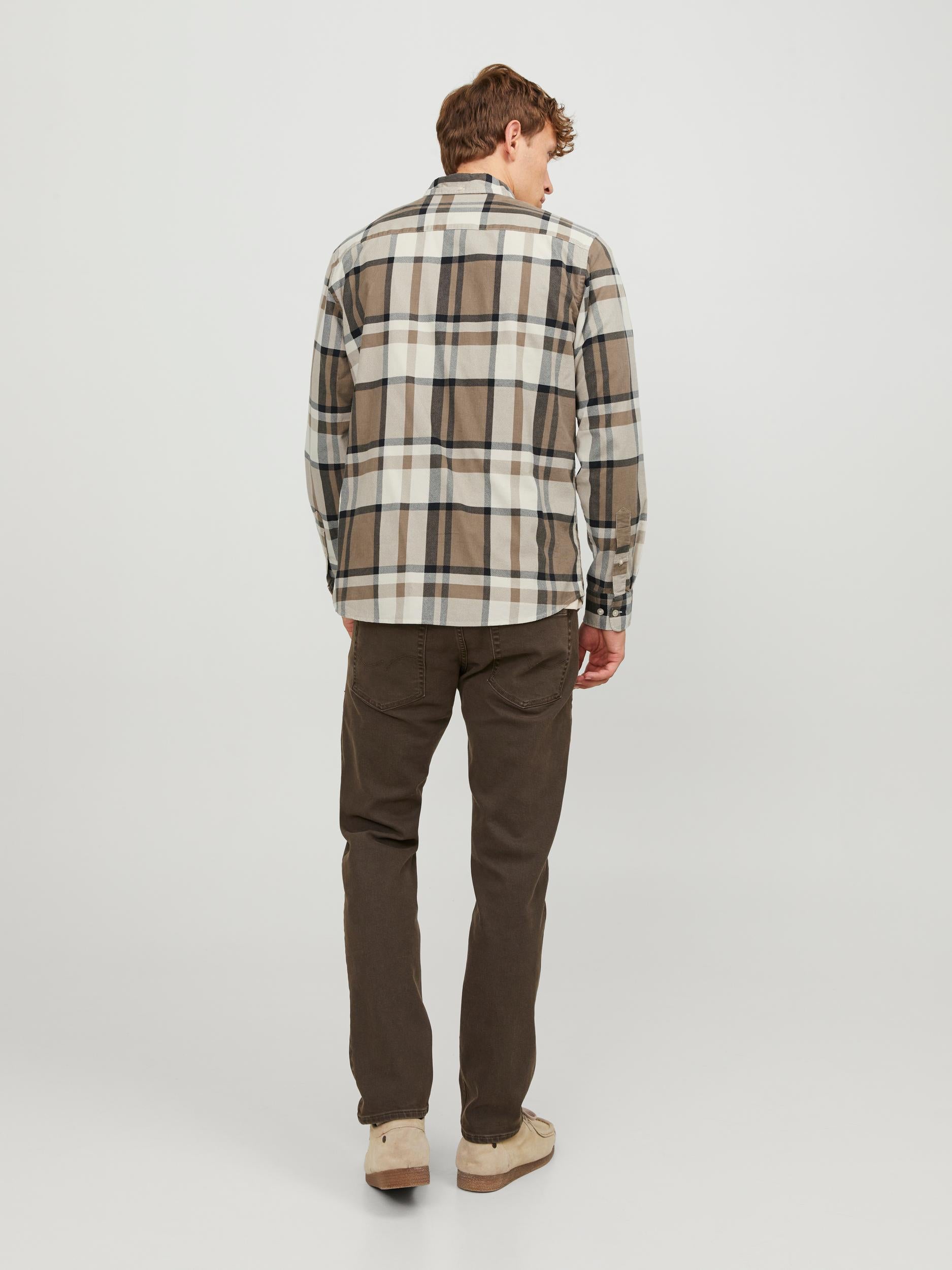 Men's Brook Cord X-mas Shirt Long Sleeve-Pelican-Model Back View