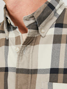 JACK JONES PREMIUM Brook Cord X-mas Shirt Long Sleeve-Pelican Pelican side view
