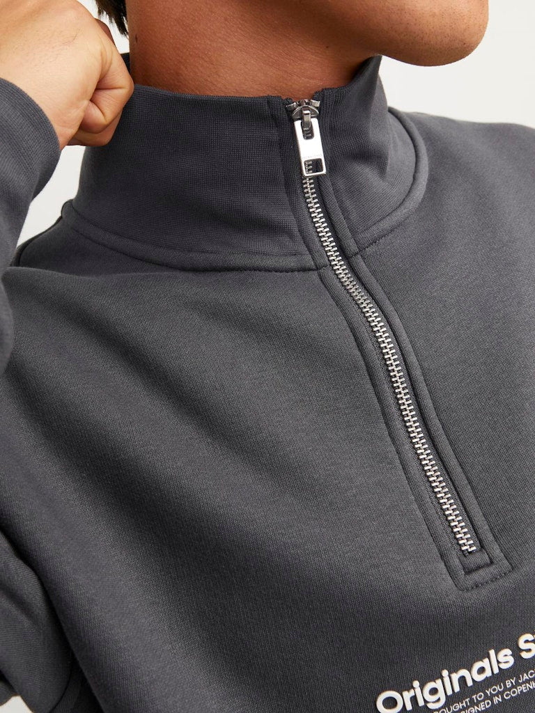 Men's Vesterbro Sweat Quarter Zip High Neck-Iron Gate-Zip Fastening View