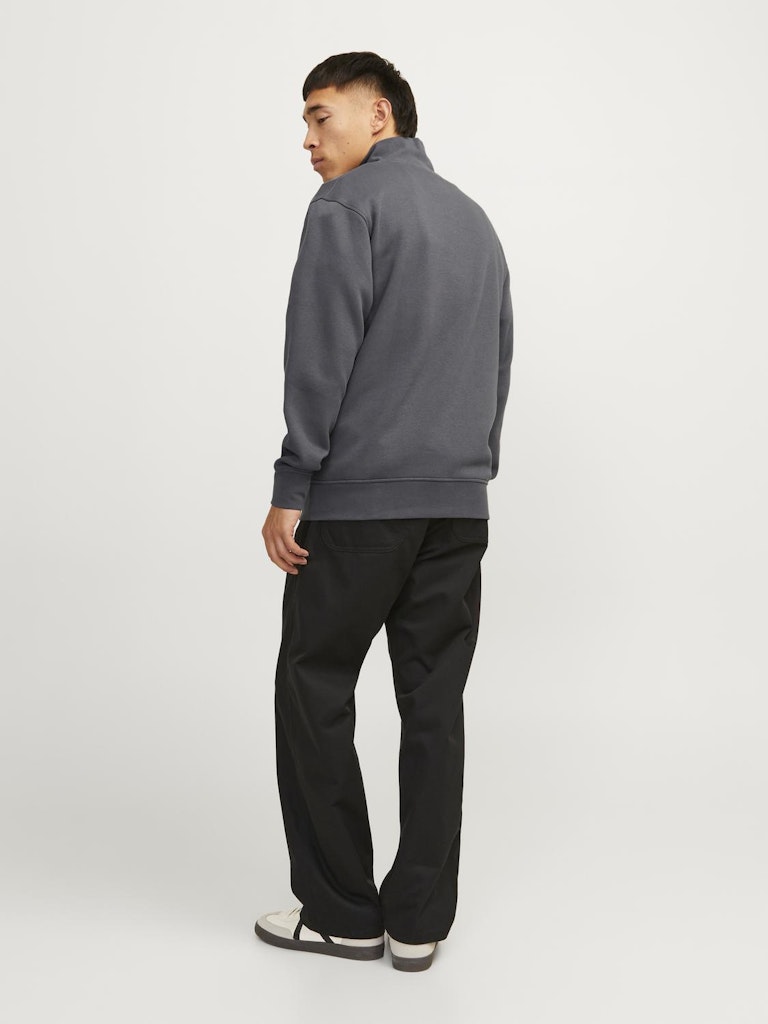 Men's Vesterbro Sweat Quarter Zip High Neck-Iron Gate-Model Back View