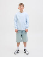 Jack Jones Youths Jorvesterbro Sweat Crew Neck Junior-Skyway Skyway model front view