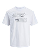 JACK JONES CORE Black Tee Short Sleeve Crew Neck-White White front view