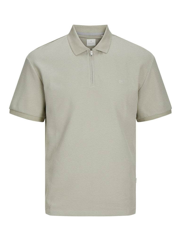 Men's Johnny Half Zip Short Sleeve Polo-Abbey Stone-Front View