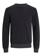 JACK & JONES Globe Crew Neck Dark Grey Melange Knit Dark Grey Melange back view