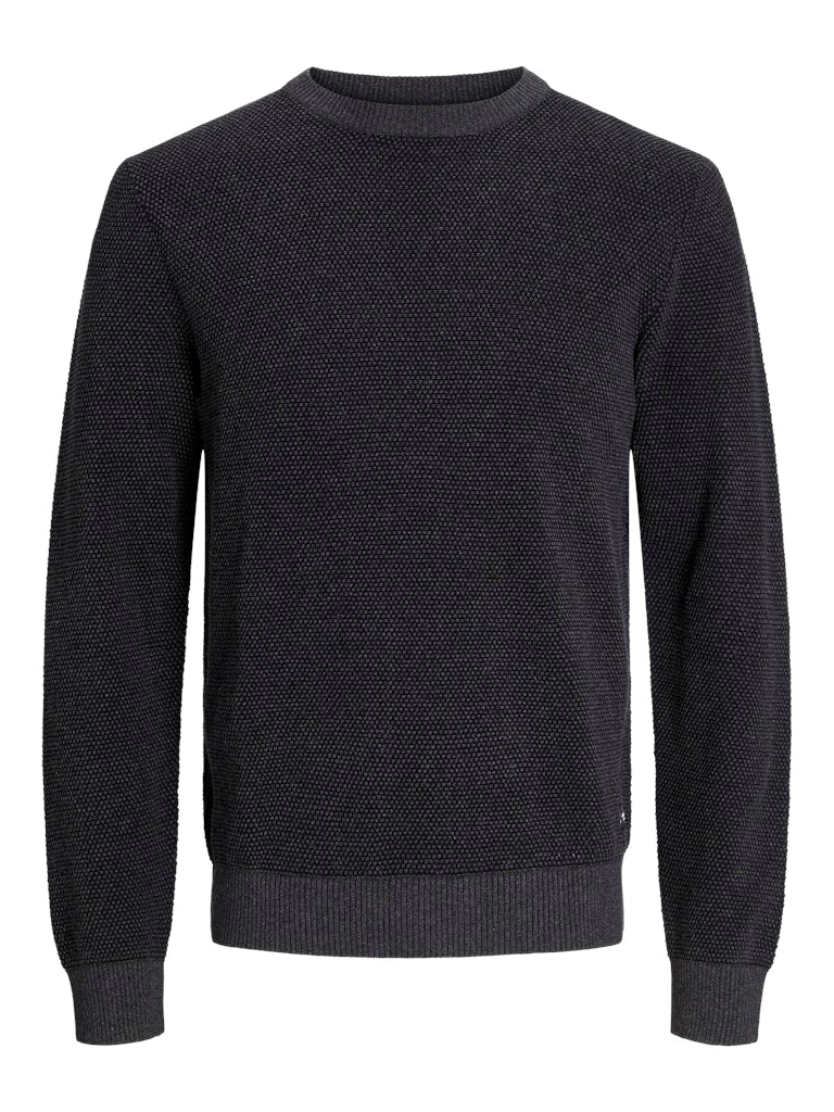 JACK & JONES Globe Crew Neck Dark Grey Melange Knit Dark Grey Melange back view