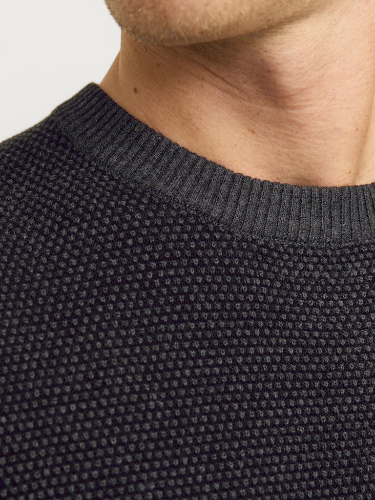 Globe Crew Neck Dark Grey Melange Knit-Collar detail