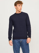 JACK & JONES Globe Crew Neck Mood Indigo Knit Mood Indigo front view