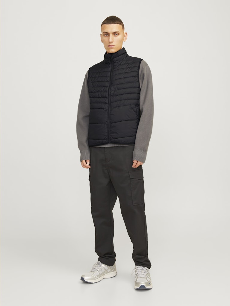 JACK & JONES State Packable Collar Gilet-Black Black model front view