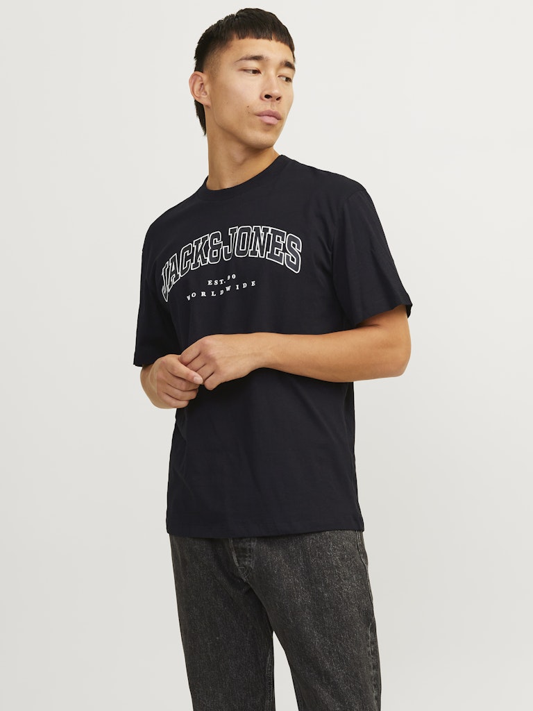 JACK & JONES Caleb Varsity Black Tee Black front view