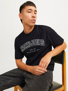 JACK & JONES Caleb Varsity Black Tee Black side view