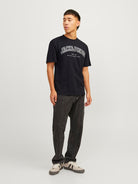 JACK & JONES Caleb Varsity Black Tee Black back view