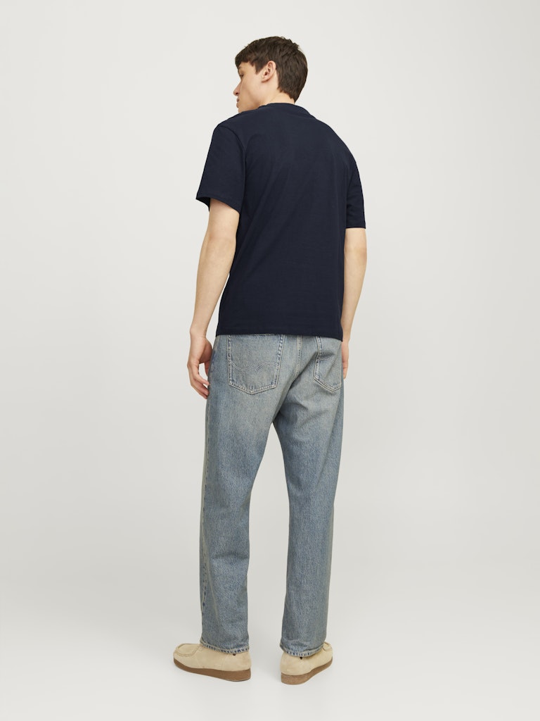 JACK & JONES Caleb Varsity Tee Short Sleeve O-Neck-Navy Blazer Navy Blazer side view