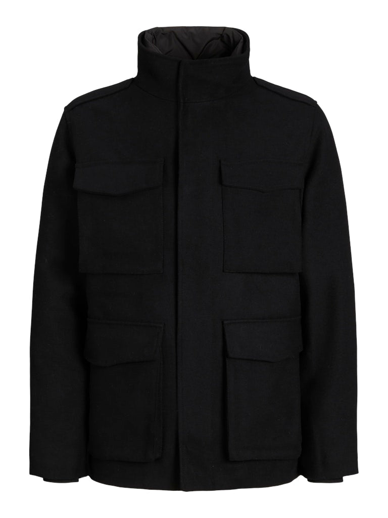 Calex Wool Blend Field Black Jacket-Front view