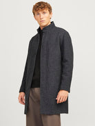 JACK JONES PREMIUM Wilson Black Structure Wool Coat Black front view