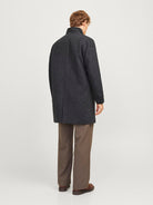 JACK JONES PREMIUM Wilson Black Structure Wool Coat Black back view