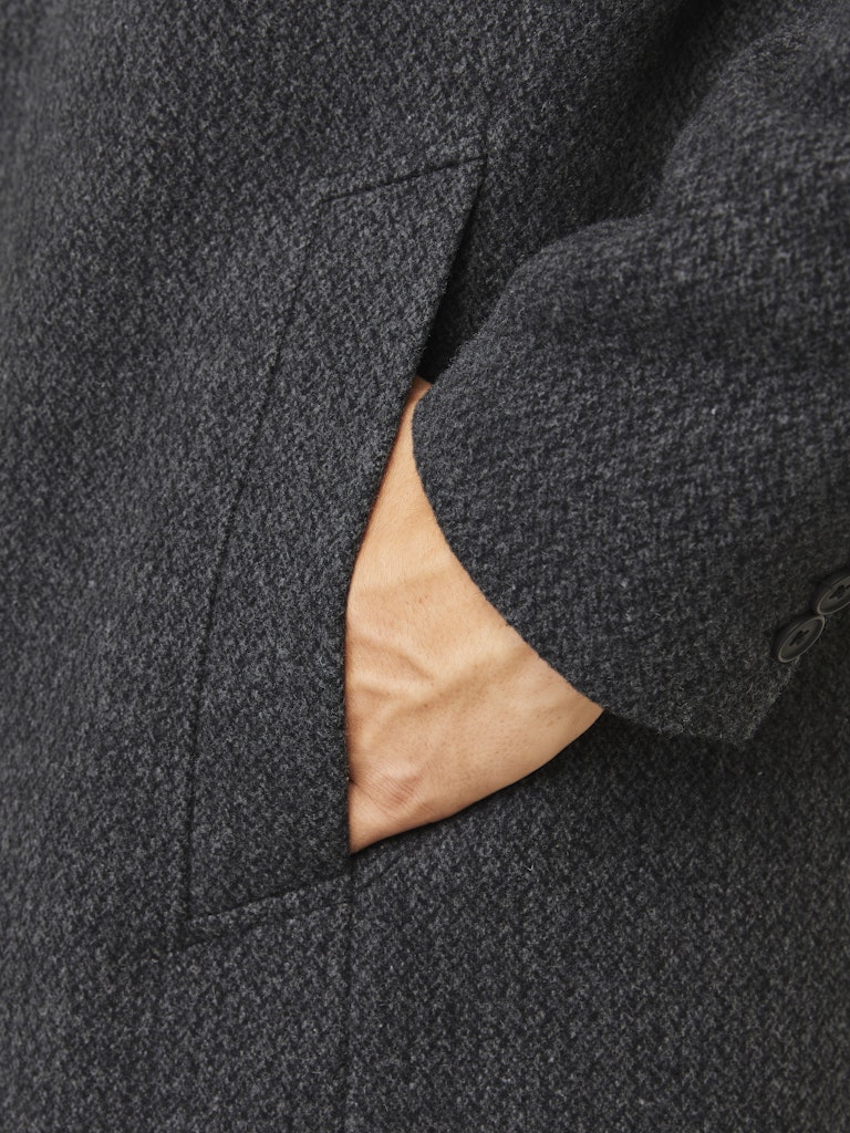 Wilson Black Structure Wool Coat-Side pocket view