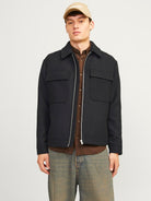 JACK JONES PREMIUM Russel Wool Blend Black Jacket BLACK front view