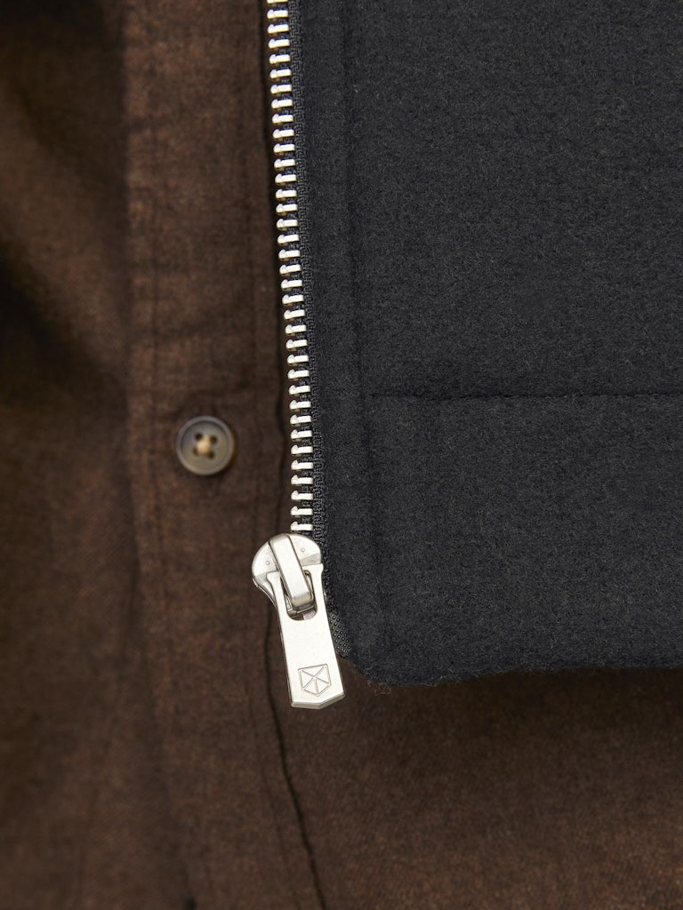 Russel Wool Blend Black Jacket-Zip detail