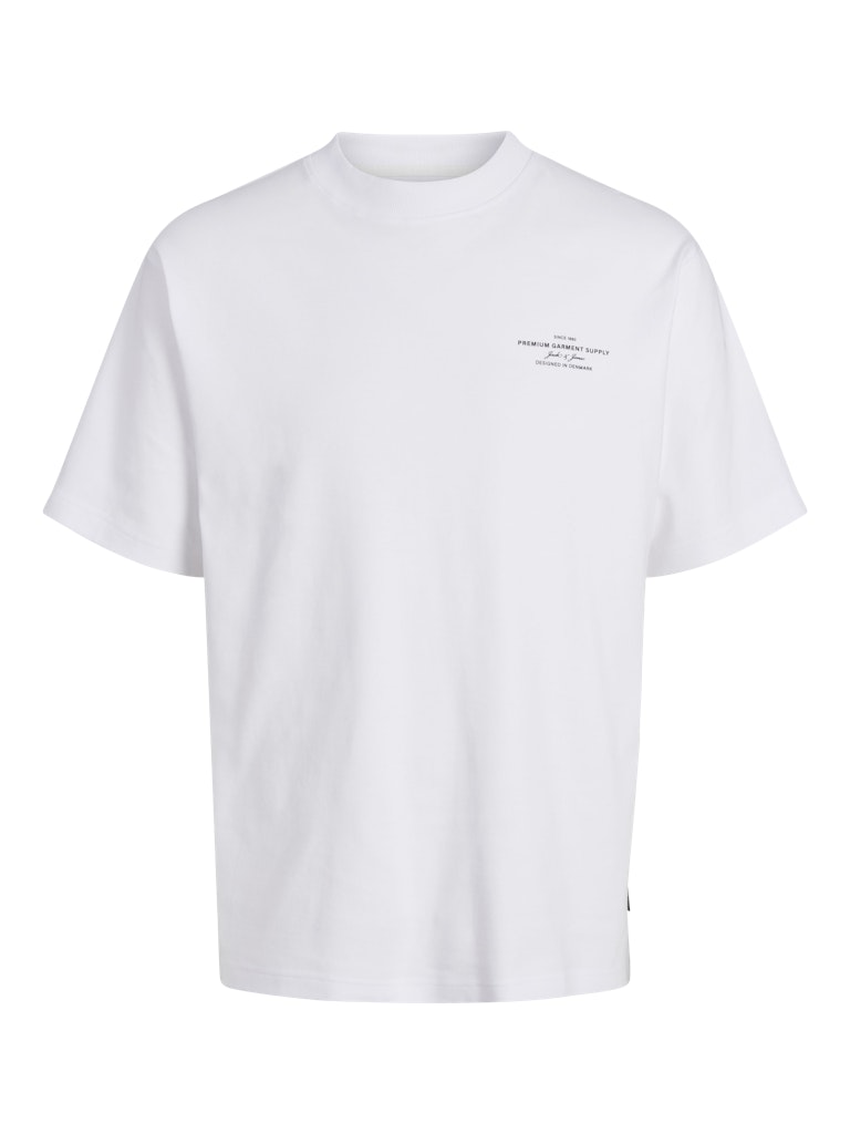 JACK JONES PREMIUM Chad Branding Short Sleeve Crew Neck Tee-Bright White Bright White flat front view