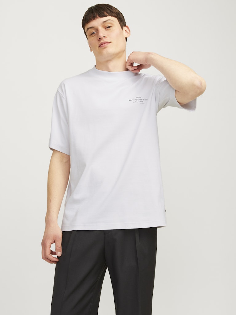 JACK JONES PREMIUM Chad Branding Short Sleeve Crew Neck Tee-Bright White Bright White front view