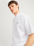 JACK JONES PREMIUM Chad Branding Short Sleeve Crew Neck Tee-Bright White Bright White back view