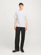 JACK JONES PREMIUM Chad Branding Short Sleeve Crew Neck Tee-Bright White Bright White model front view