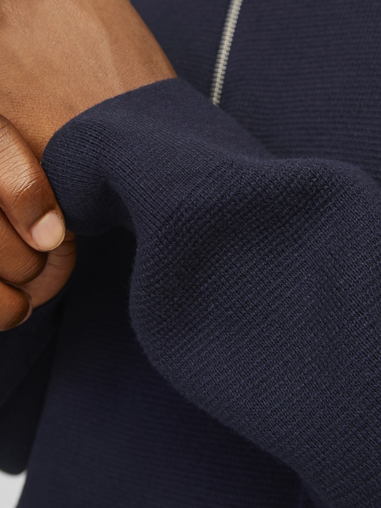 Milano Stitch Half Zip Knit-Night Sky-Sleeve detail