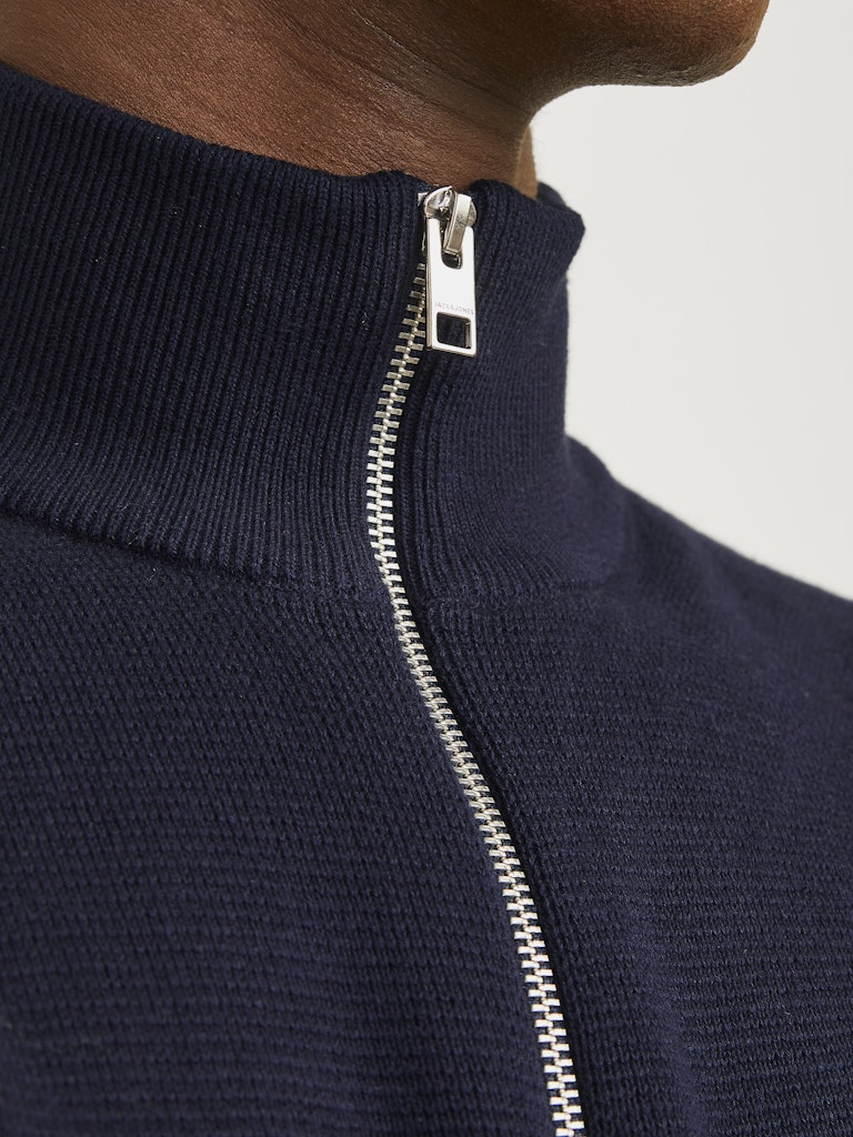 Milano Stitch Half Zip Knit-Night Sky-Zip detail