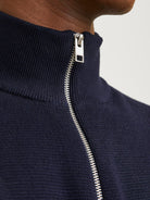 Milano Stitch Half Zip Knit-Night Sky-Zip detail