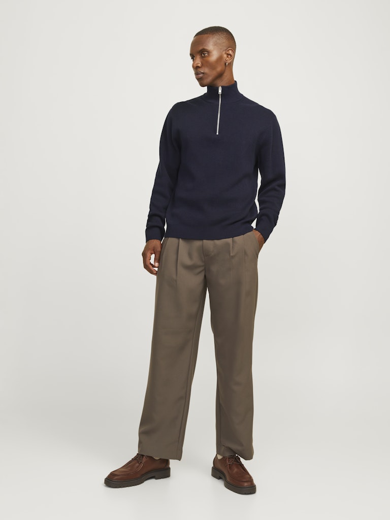 Milano Stitch Half Zip Knit-Night Sky-Full model view