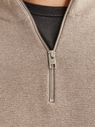 JACK JONES PREMIUM Milano Stitch Half Zip Knit-Greige Greige alternate view