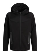 Jack Jones Youths Fusion Sweat Zip Hood Junior-Black Black flat front view