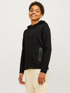 Jack Jones Youths Fusion Sweat Zip Hood Junior-Black Black front view