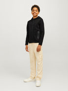 Jack Jones Youths Fusion Sweat Zip Hood Junior-Black Black model front view