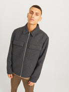 JACK JONES PREMIUM Russel Wool Blend Black/Houndstooth Jacket BLACK/HOUNDSTOOTH back view