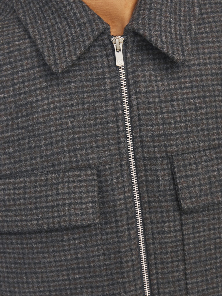 Russel Wool Blend Black/Houndstooth Jacket-Zip detail