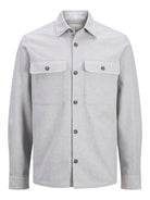 JACK JONES PREMIUM Raymond Melange Solid Long Sleeve Overshirt-Light Grey Melange Light Grey Melange side view