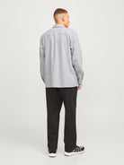 JACK JONES PREMIUM Raymond Melange Solid Long Sleeve Overshirt-Light Grey Melange Light Grey Melange detail view